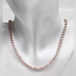 Japan Silver 925 Pink Pearls Necklace Jewelry Size 40.3cm/ 15.8 inch
